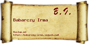 Babarczy Irma névjegykártya